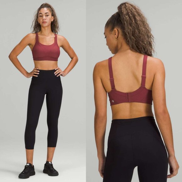 Lululemon Maroon Run Times High Support Sports Bra - Picture 1 of 5